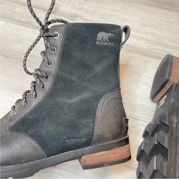 Sorel Emelie Short Lace Boot Light Rain and Heavy Rain Waterproof Black Size 8.5 - Picture 10 of 11